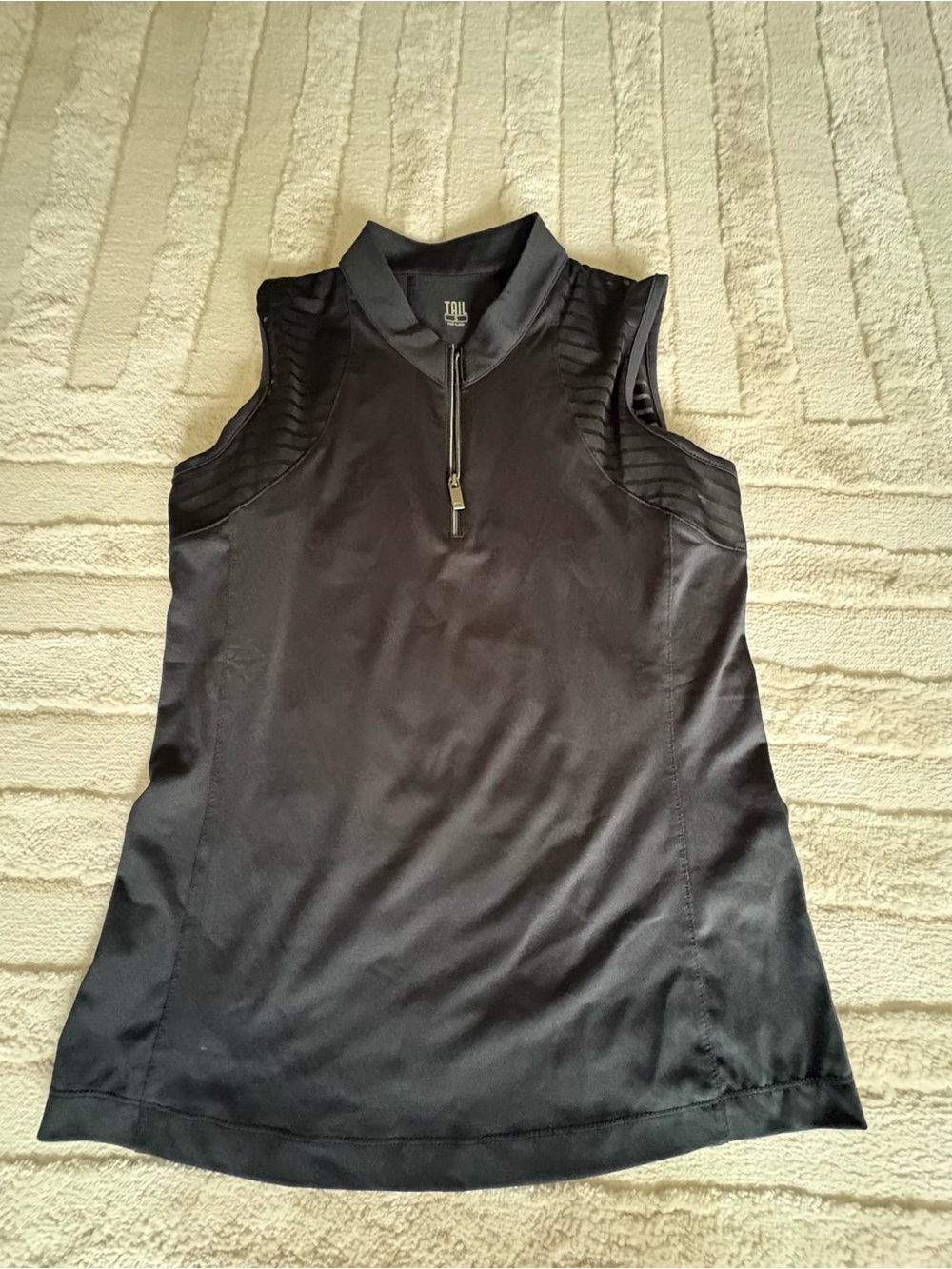 Tail Black Sleeveless Zip Golf Tank